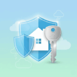 A graphic illustration of a house with a shield over it, symbolizing the protection of home insurance.