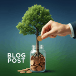 A hand adding a coin to a growing jar of savings, symbolizing the process of retirement savings and long-term financial growth.