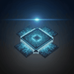 A stylized image of a computer processor with glowing circuits, representing the process of cryptocurrency mining.