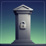 A strong pillar or building with a lock on it, symbolizing the secure and stable nature of a pension.